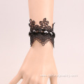 Black Lace Bracelet With Gemstone Hockey Lace Bracelet